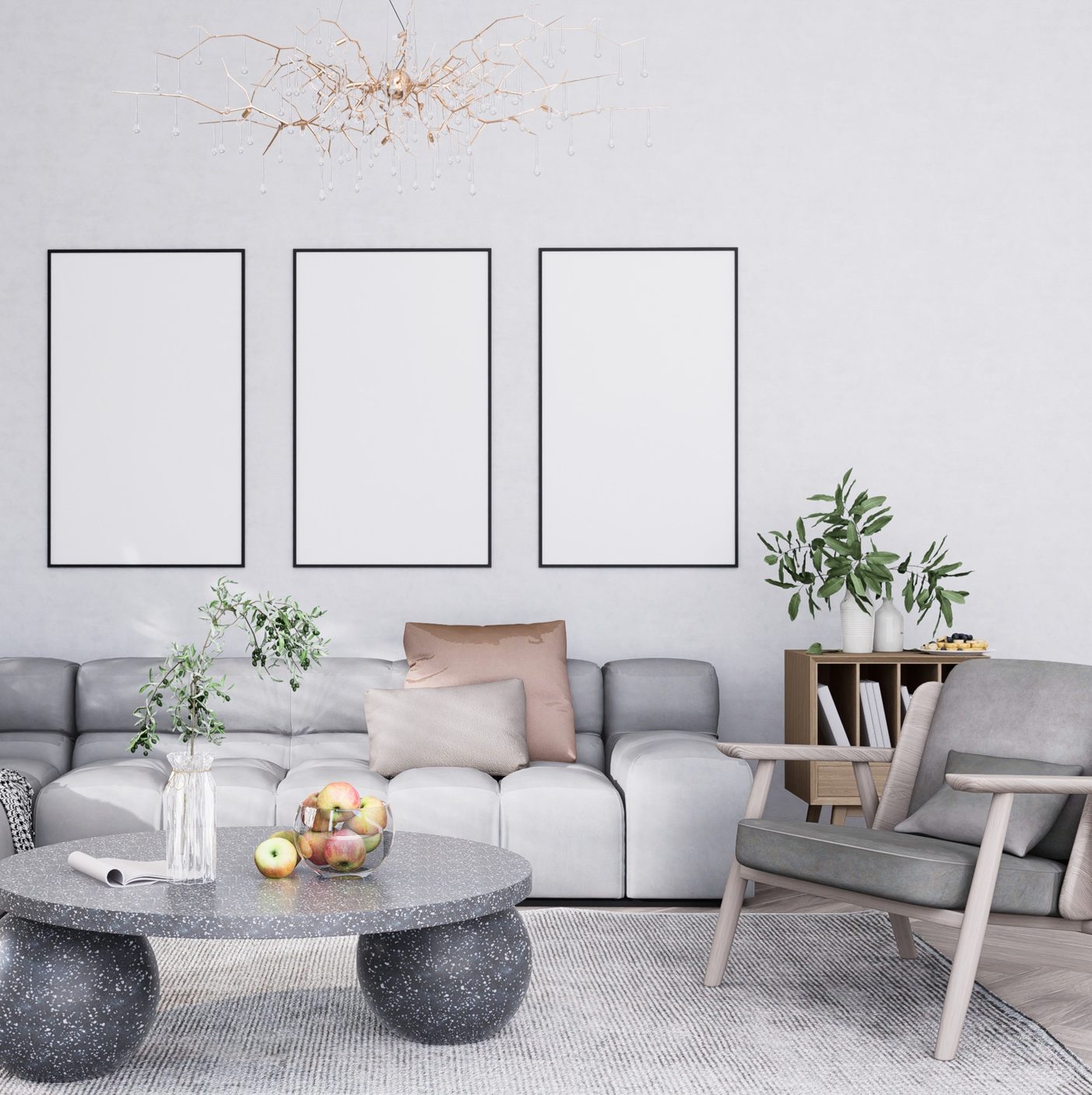 Set of 3 photo frame with Furniture and fixture